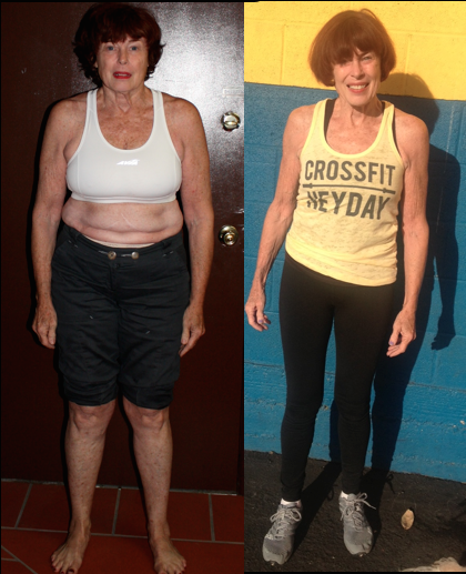 Before and after weight loss transformation of a nutrition coaching client in San Pedro at Heyday Training.
